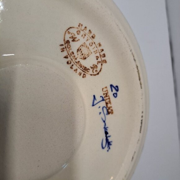 WR Ceramica Polish Pottery Unikat 7" Tealight Warmer/Heat Base Signed floral - Picture 3 of 9